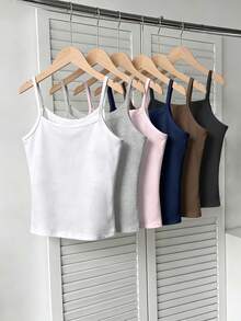 SHEIN 1pc Random Teen Girls Summer Camisole Top, Randomly Shipped 1pc In White, Black, Grey, Pink, Navy Bl - Multicolor - View 2