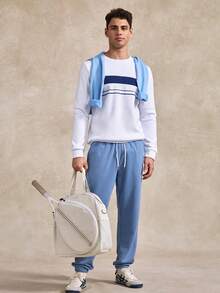 Men's Casual Patchwork Long Sleeve Sweatshirt, Versatile For Daily Wear - Multicolor - View 7