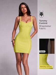 Nuvra Elegant Sexy Solid Color Fitted Mini Dress - Ginger - View 10