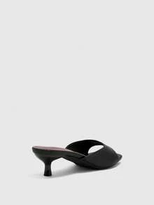 CUCCOO BIZCHIC Women's Spring/Summer New Black One-Piece Open Toe High Heel Sandals, Minimalist Fashionable Comfortable Versatile Commuter Sandals - Black PU~ @ - View 4