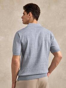 Golf Men's Short Sleeve Button Knit Top Suitable For Sports Basic Vintage And Outdoor Golf White - Light Grey - View 3