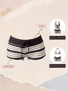 Elavelle Women's Spring/Summer Random Print High Waist Bow Bikini Bottoms - Multicolor - View 4