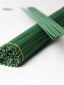200/100/50/40 件绿色涂层花茎，DIY 工艺和花艺线，防水铁丝，适用于节日装饰和手工艺项目，用于植物攀爬支撑，可调节花园凉亭框架，可包裹和可塑形植物支撑，多功能人造花花茎，超级耐用且易于卷起，各种形状，DIY 花束装饰配件，园艺工具（颜色随机） - 彩色 - 查看 14