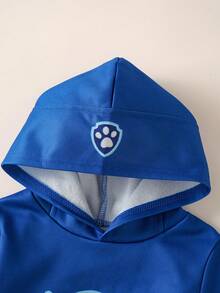 Maija Kids SHEIN | PAW Patrol Maija Kids 小男孩秋冬款可愛動物印花藍色連帽衛衣，舒適穿著 - 藍色 - 查看 5
