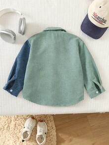 SHEIN Kids Youngboy Minimalist Casual Classic Colorblock Corduroy Jacket Shirt - Multicolor - View 2