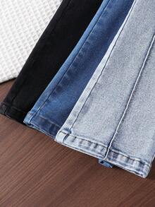 Celana Jeans Denim 3pcs/Set untuk Anak Perempuan, Multi-Warna Slim Fit Stretch Flare Leg Gaya Kasual Dasar, Cocok untuk Semua Musim, Liburan dan Pakaian Sehari-hari - MultiWarna - View 5