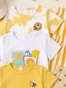 Souflis Souflis Randomly Ships 3 Of 5 Casual Vacation Ocean Element Pattern, Expression Element Pattern, Animal Element Pattern Printed Round Neck Short Sleeve Top With Matching Printed Shorts - Multicolor - View 5