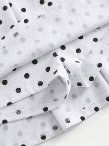 SHEIN 少女秋冬時尚休閒純色藍色長袖立領前開襟拉鍊T恤背心迷你裙褲3件套返校裝 - 黑與白 - 查看 5