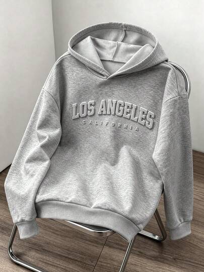Sweatshirt Kasual Anak Laki-Laki dengan Desain Huruf Timbul untuk Remaja Laki-Laki, Cocok untuk Kuliah, Santai, dan Olahraga