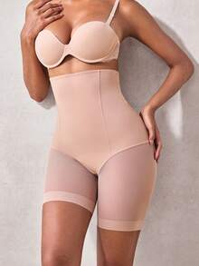 Veilyse 1pc Women's Shapewear Shorts, Abdominal Compression, Flat Belly, Cinched Waist, Butt Lift, Seamless Underwear - Apricot - View 9