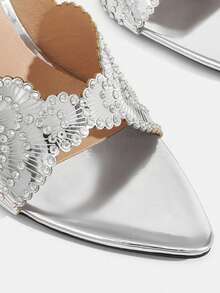 CUCCOO TILAWA Elegant Metal Pointed Women's High Heels - A Delicate Rhinestone Design With A Slip-On Design, Perfect For Parties And Formal Events, Stilettos - Silver - View 5