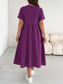Shapeblank Plus-Size Women's Spring/Summer Fashionable Casual Loose Comfortable Everyday - Lilac Purple - View 3