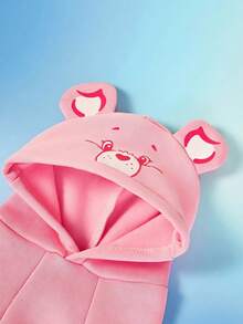 Care Bears X PETSIN 1件歡呼熊印花粉色可愛立體耳連帽衛衣，適用於貓狗，毛絨保暖舒適，適合室內舒適休息或寒冷戶外散步 - 粉色 - 查看 9