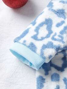 PETSIN 1pc Blue & White Leopard Print Fleece Pet Sweatshirt For Keeping Warm - Multicolor - View 10