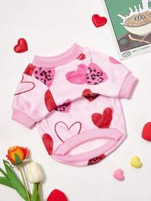 PETSIN 1 Pc Warm Dog/Cat Fleece With Pink Leopard Print Heart Pattern, Suitable For Pets - Multicolor - View 11