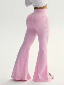 Dewbera Dewbera Women's Seamless Contrast Color Sports Pants - Pink - View 3