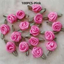 Rosas artificiales de satén hechas a mano, apliques de tela con rosetas para decoración de boda, manualidades y accesorios de costura - Multicolor - Ver 17