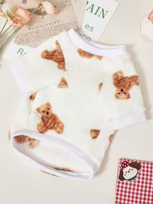 PETSIN 1 Pc Pet Cat Dog Universal Cute Bear Pattern Plush Thickened Warm Elastic Comfortable Round Neck Pet Clothing - Multicolor - View 11