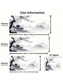 1PC Large Traditional Chinese Style Gaming Mouse Pad Black White Ink Wash Scenery Non Slip Rubber Durable Desk Mat For Office Gamers Gift - Multicolor - View 12