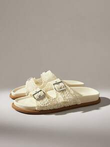 Solecia Sandalias tipo slip-on para mujer, cómodas, versátiles y casuales - Beis - Ver 8