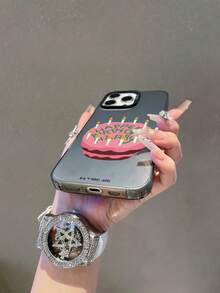 HARRY POTTER X SHEIN Harry Potter 粉色蛋糕圖案黑色防摔抗震手機殼，適用於 iPhone 13/14/15/15 Pro/16/16 Pro/17 Pro，熱門流行款 - 彩色 - 查看 5