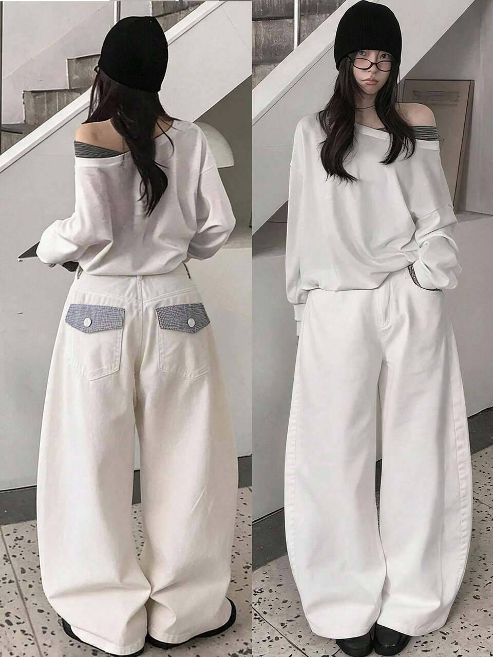 Women's Plaid Loose Casual Solid Color Girlish Versatile Pants, Suitable For All Seasons