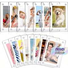 Acrylic Refrigerator Magnetic Photo Frame, Transparent Double-Sided Magnet Frame For 2.36 X 3.54 Inch Photos - White - View 1