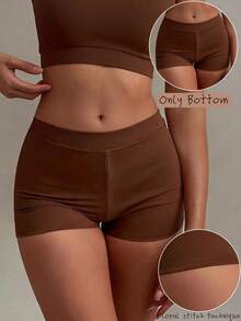 YARNWELL Celana Pendek Renang Wanita Polos Motif Kotak-kotak, Cocok untuk Liburan Pantai, Pesta Kolam Renang, Pesta Pantai - Coklat - View 5
