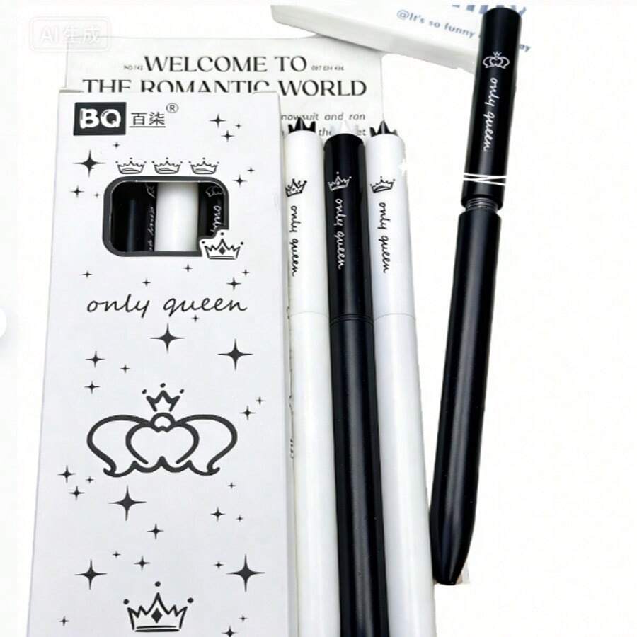 8pcs Shining Crown Rotating Twist Gel Pen, INS Style , 0.5mm Quick Dry Black Ink, Student Writing & Exam Pen - multicolor - View 1