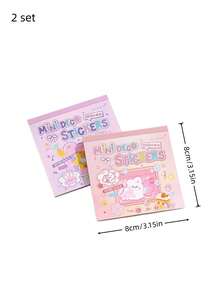 2套童話迷你模切貼紙書：清新可愛手帳用品－多用途手指大小貼紙 - 多色 - 查看 2
