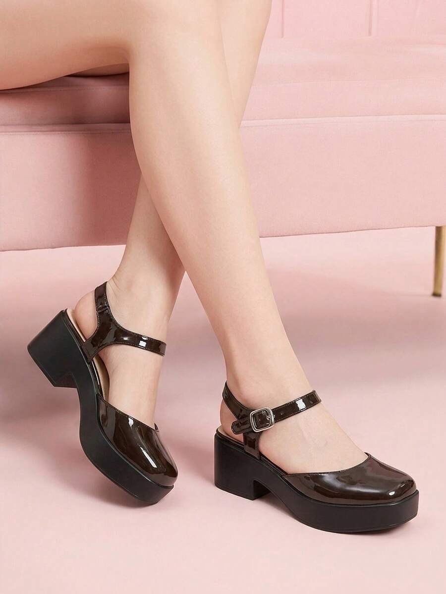 CUCCOO DOLLMOD 女鞋 深棕色 瑪麗珍鞋 厚底 大學風 - 咖色 - 查看 1