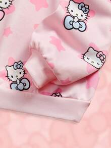 HELLO KITTY AND FRIENDS | SHEIN Tween Girl 粉色卡通印花可爱休闲圆领运动衫 - 彩色 - 查看 4