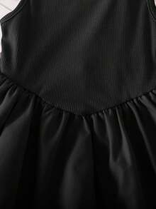 SHEIN Babygirl 可爱粉色针织无袖连体衣（夏季） - 黑色 - 查看 6