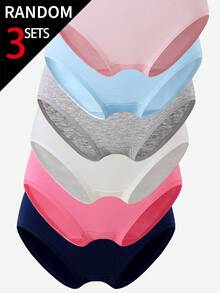 [3 Random Sets] Tween Girls Traceable Cotton Camisole And Triangle Bra Set, Solid Textured Fabric Offered In Six Gentle Assorted Pastel Shades - Multicolor - View 8