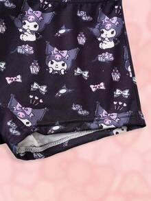 HELLO KITTY AND FRIENDS | SHEIN 青少年女孩卡通印花吊帶上衣 & 短褲內衣套裝 - 黑與白 - 查看 8