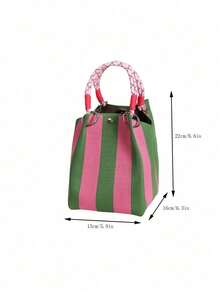 Joivida 1 pezzo Borsa a tracolla lavorata a maglia a righe, con grande capacità, adatta per le donne. Può essere utilizzata come borsa per il pendolarismo o come borsa da viaggio. È adatta per i viaggi. - Multicolore - Visualizzare 12