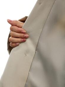 LYSMO Women's Solid Color Raglan Sleeve Double-Breasted Casual Trench Coat Office Wear For Women Going Out Outfits - White - View 9