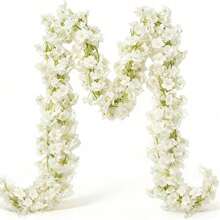 1/3/5pcs 5.9ft Artificial Spring Sakura Flower Garland, Silk Hanging Floral Vines For Wedding Party Background, Room Wall Decor, Japanese Cute Decor, Indoor Outdoor Birthday Gift, Outdoor Indoor Decor, Gift, - White - View 3