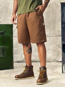 Norleigh Men's Summer Casual Street Solid Color Multi-Pocket Cargo Shorts - Coffee Brown - View 1
