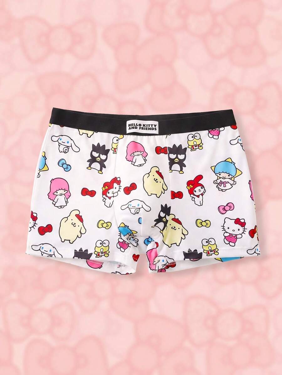 HELLO KITTY AND FRIENDS | SHEIN Celana Dalam Boxer Pria Motif Kartun Lucu - Putih - View 1
