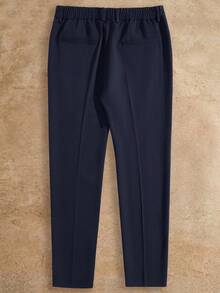 EASEVO Men's Plus Size Solid Color Casual Daily Wear Suit Pants - Navy Blue - View 2