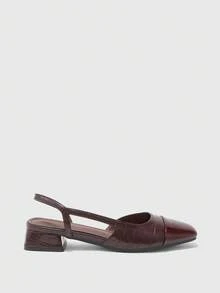 CUCCOO BIZCHIC Women's Pointed Toe Block Heel Colorblock Pumps, Spring/Summer - Chocolate Brown - View 2