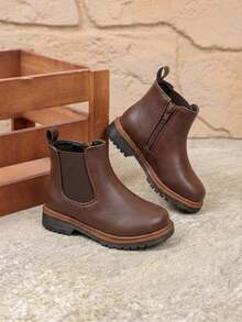 , Comfortable, Sturdy Urban Style Children's Ankle Boot With Side Closure For Everyday Wear - Moka - View 12