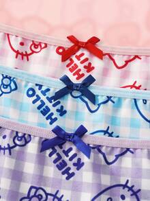 HELLO KITTY AND FRIENDS | SHEIN سروال داخلي كاجوال للنساء مزين بطباعة الرسوم الكرتونية والفيونكة - متعدد الألوان - مشاهدة 3