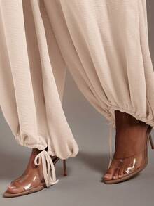 Hauture Women's Vacation Street Pleated Loose Cami Jumpsuit - Apricot - View 5