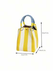 Joivida 1 pezzo Borsa a tracolla lavorata a maglia a righe, con grande capacità, adatta per le donne. Può essere utilizzata come borsa per il pendolarismo o come borsa da viaggio. È adatta per i viaggi. - Multicolore - Visualizzare 16