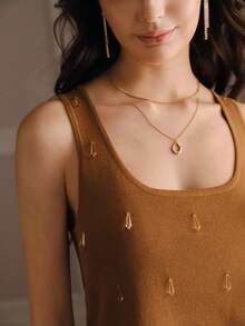 Anewsta Heavy Handcrafted Beaded Tassel Top And Skirt Knit Two Pieces Set Dinner Tea Party Shades Of Brown Summer Elegant - Brown - View 5