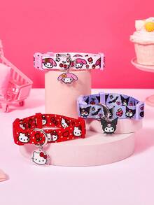 HELLO KITTY AND FRIENDS | PETSIN 1件紅色卡通熱轉印寵物項圈，清晰且耐褪色印花，可愛時尚。可調節快速釋放TY扣，適用於貓、小貓和小狗，時尚寵物的必備配件 - 紅色 - 查看 4