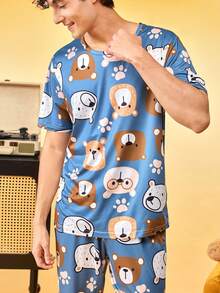 Notgurli Men's All-Over Print Crew Neck Short Sleeve & Long Pants Loungewear Set - Multicolor - View 6