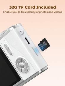 Teckwe 攝影用數位相機 4K Vlogging 相機 180°翻轉螢幕 8倍數位變焦 輕巧復古相機 附32GB TF卡 - 多色 - 查看 3